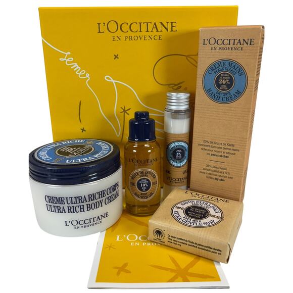 L’OCCITANE Shea Butter Gift Set Body Cream Oil Soap Hand Cream Boxed 5 Pc - Picture 1 of 6